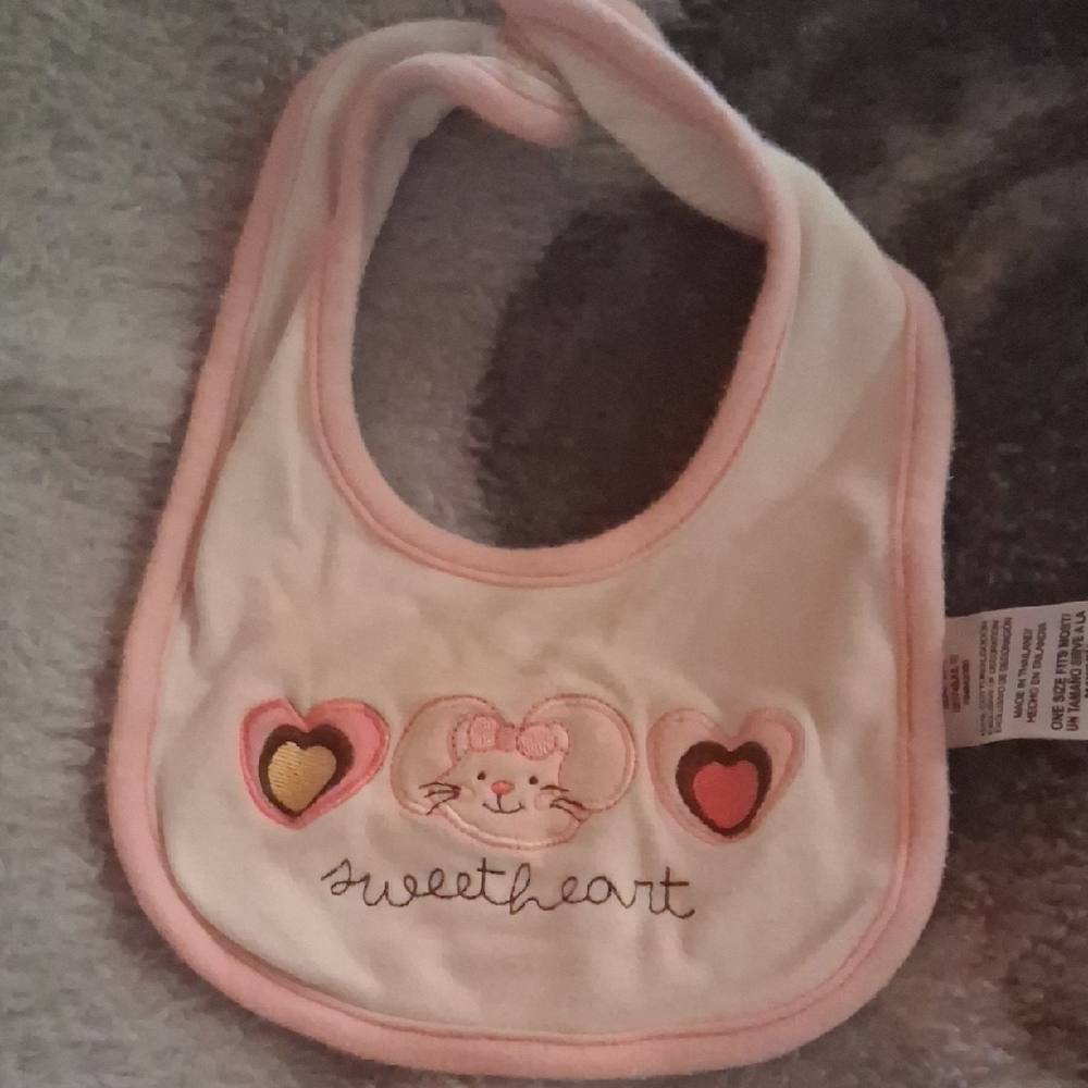 Sweetheart Baby Bib with Pink and Gold Accents